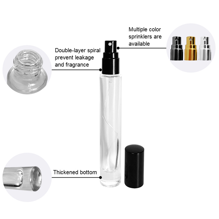 Thickened bottom and plastic head of Cylindrical Spray Perfume Bottle