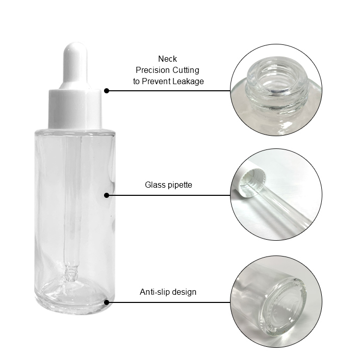 Flat essential oil dropper bottle