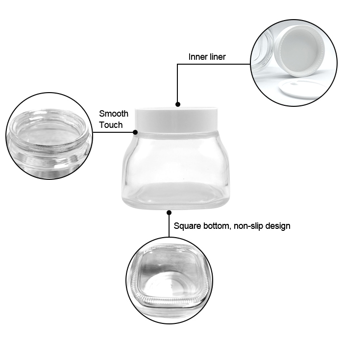 Square clear glass jar