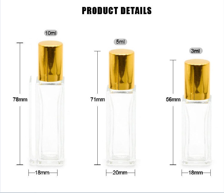 Rectangle roll on perfume bottle