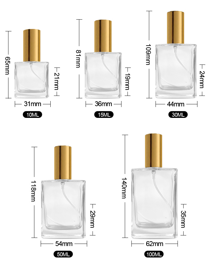 Flat square perfume bottle
