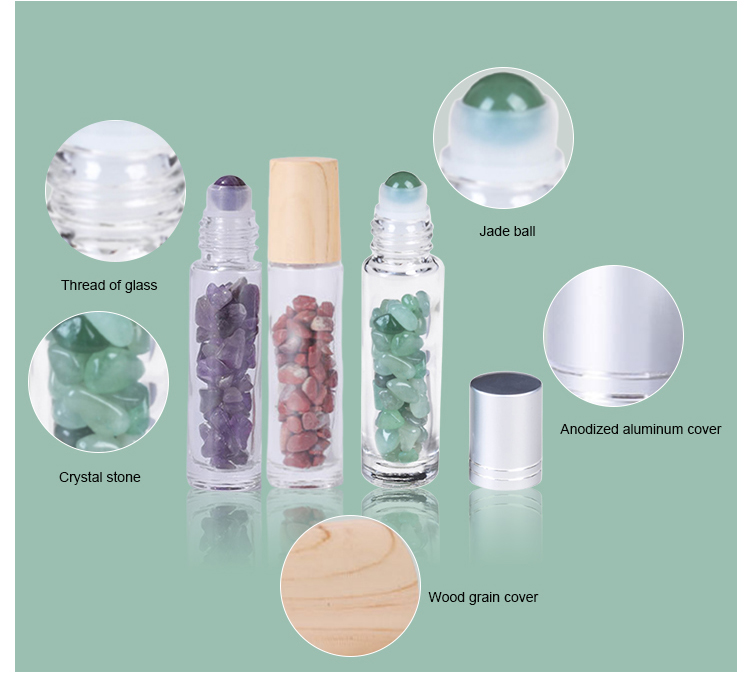Transparent glass essential oil bottle